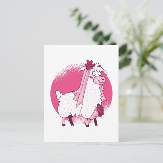 Geen Drama LLama BRUID Funny Trouwfeest Bruidsjurk Briefkaart (Staand voorkant)