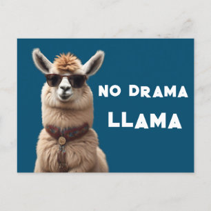 Geen drama Llama Cool Alpaca Draag zonnebril blauw Briefkaart