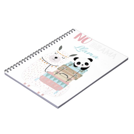 Geen Drama Llama Cute Panda die Llama Alpaca Prem Notitieboek (Linkerzijde)