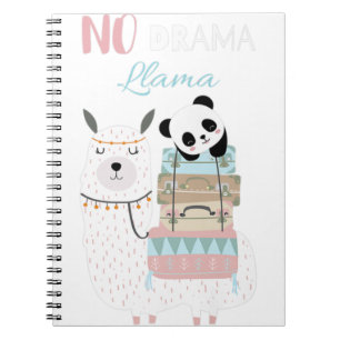 Geen Drama Llama Cute Panda die Llama Alpaca Prem Notitieboek