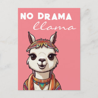 Geen Drama Llama Funky Alpaca Girly Pink Briefkaart