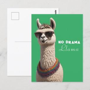 Geen Drama Llama Funky Alpaca Zonnebril Groen Briefkaart