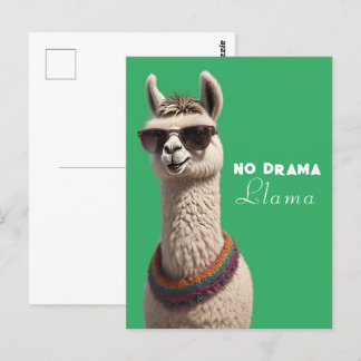 Geen Drama Llama Funky Alpaca Zonnebril Groen Briefkaart