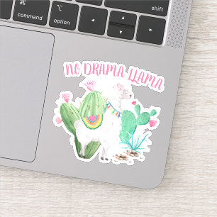 Geen Drama Llama Schattige Llama en Cactus Vinyl Sticker