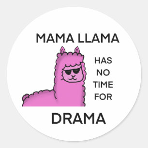 Geen drama mama lama ronde sticker