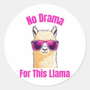 Geen drama voor deze lama - Funny Llama Ronde Sticker