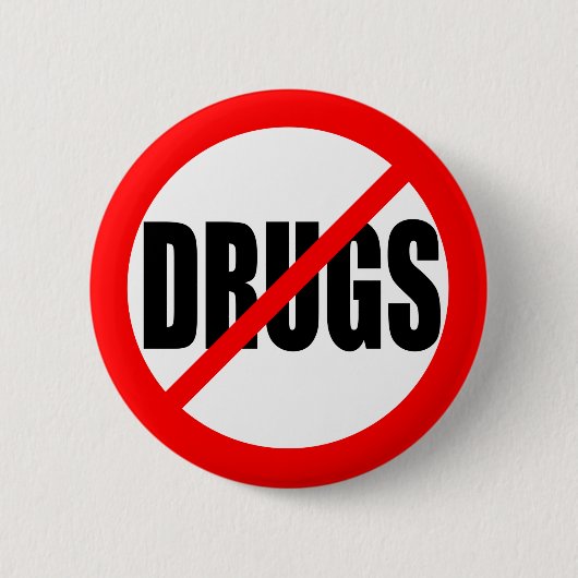 "GEEN DRUGS" RONDE BUTTON 5,7 CM (Voorkant)