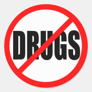 "GEEN DRUGS" RONDE STICKER