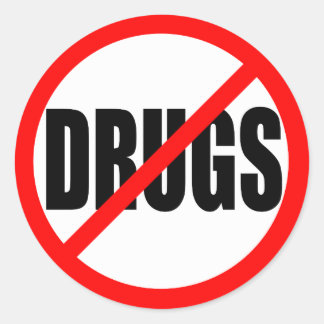 "GEEN DRUGS" RONDE STICKER