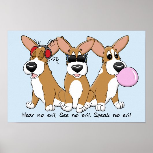 Geen Evil Corgi Trio Poster (Voorkant)