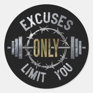 Geen excuses Motiverende sportschool workout en fi Ronde Sticker