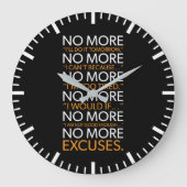 Geen excuus meer - Gym, Hustle, Succes, Motivatie Grote Klok (Voorkant)