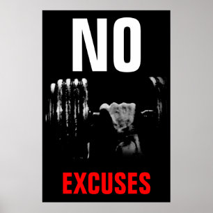Geen excuus voor Bodybuilding Fitness Inspirerend Poster