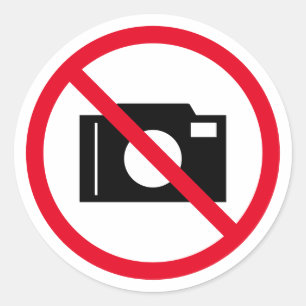Geen foto-camera verboden symbool ronde sticker