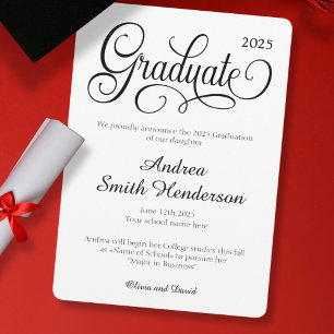 Geen foto Elegant Typografie Afstuderen Aankondiging