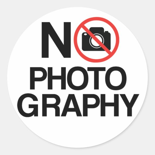 Geen fotografie ronde sticker (Voorkant)