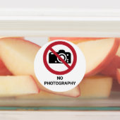 Geen fotografie, verbodsteken labels (Aangebracht)