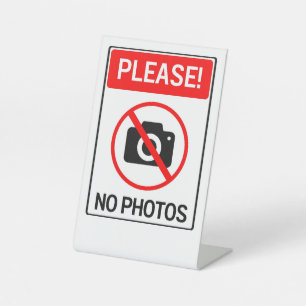 Geen foto's alstublieft Gegevensbescherming Reclamebord Met Voetstuk