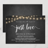 Geen franje, gewoon liefde, String Lights Trouwen Kaart (Voorkant / Achterkant)