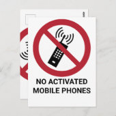 Geen geactiveerde mobiele telefoons, verbodsbord briefkaart (Voorkant / Achterkant)