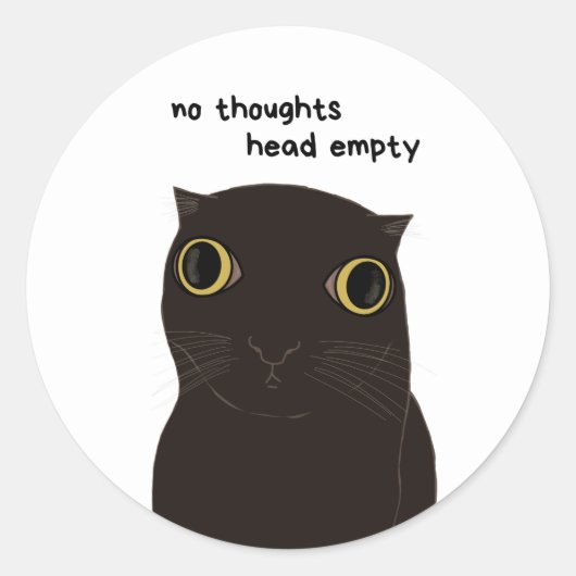 Geen gedachten - Funny Black Cat Meme Sticker (Voorkant)
