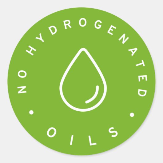Geen gehydrogeneerde oliën ronde sticker (Voorkant)