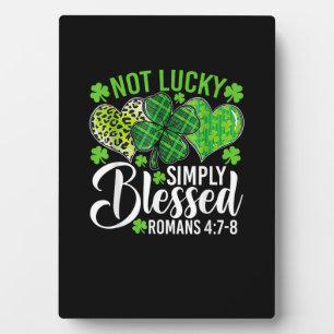 Geen geluk, gewoon gezegende Christelijke Shamrock Fotoplaat