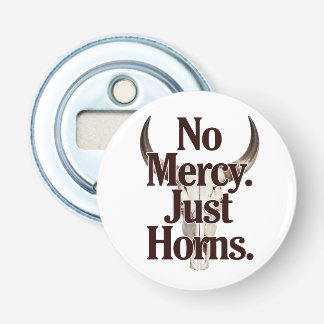 Geen Genade Alleen Hoorns Langhoofd Schedel Brutal Button Flesopener