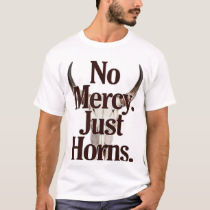 Geen Genade Alleen Hoorns Langhoorn Schedel Brutal T-shirt