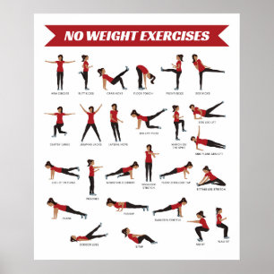 Geen gewichtsoefeningen Fitness Poster - Rood