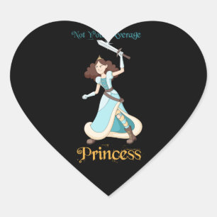 "Geen Gewone Prinses" Krijgersmeisje Hart Sticker