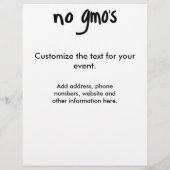 Geen GGO's voor de Gezondheid Voeding Promotional Flyer (Achterkant)