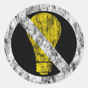 geen gloeilampen ronde sticker
