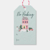 Geen gluren kerst stad & boom  busje cadeaulabel (Voorkant)