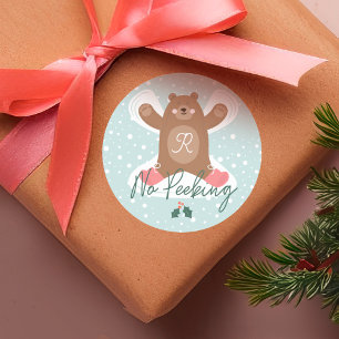 Geen gluren Schattige Woodland Beer Sneeuwengel Ronde Sticker