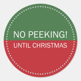 Geen gluren tot Kerstmis groen en rood Ronde Sticker