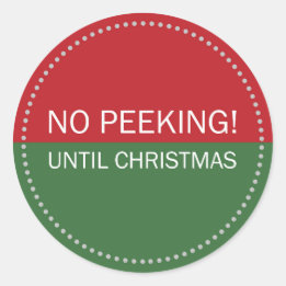 Geen gluren tot Kerstmis Rood en Groen Ronde Sticker