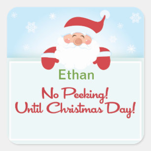 Geen gluren tot Kerstmis Santa Gift label Sticker