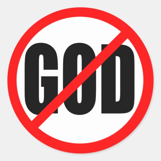 "GEEN GOD" RONDE STICKER (Voorkant)