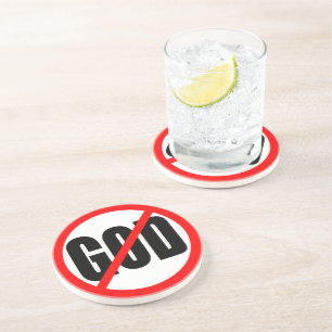 "GEEN GOD" ZANDSTEEN ONDERZETTER