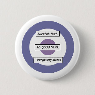 Geen goed nieuws. Alles klopt. Hawkeye-knop. Ronde Button 5,7 Cm