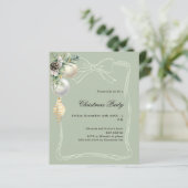 Geen gold baubles bow Christmas Party invitation (Staand voorkant)