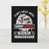 Geen grappen met Daddy Saurus Dinosaur Familie Vad Kaart (Gele Bloem)
