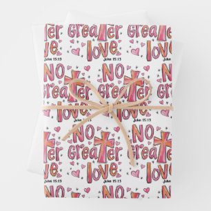 Geen Grotere Liefde Jezus Valentijn Kerstmis Chris Inpakpapier Vel