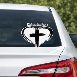 Geen Grotere Liefde Kruis Zwarte Hart  Sticker