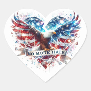 Geen Haat Meer Patriotische Adelaar en Gebroken Ha Hart Sticker
