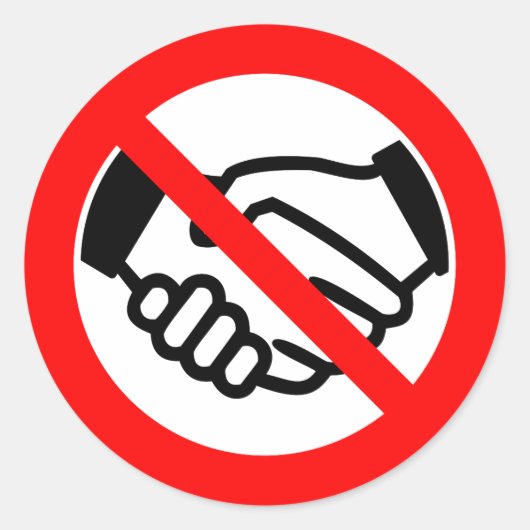 Geen hand schudden ronde sticker (Voorkant)