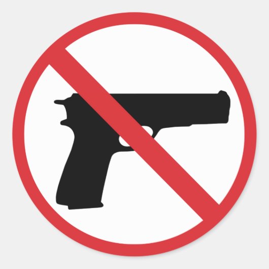 Geen handvuurwapens ronde sticker (Voorkant)
