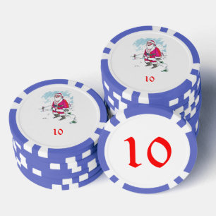 Geen Ho Ho Ho blauw 10 gestreepte pokerchip