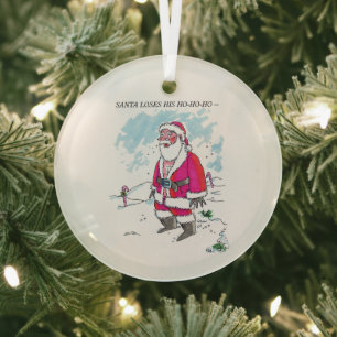 Geen Ho-Ho-Ho met tekst ronde glazen ornament